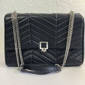 Topshop Black Quilted Chevron Patterned Chain‎ Strap Shoulder Bag